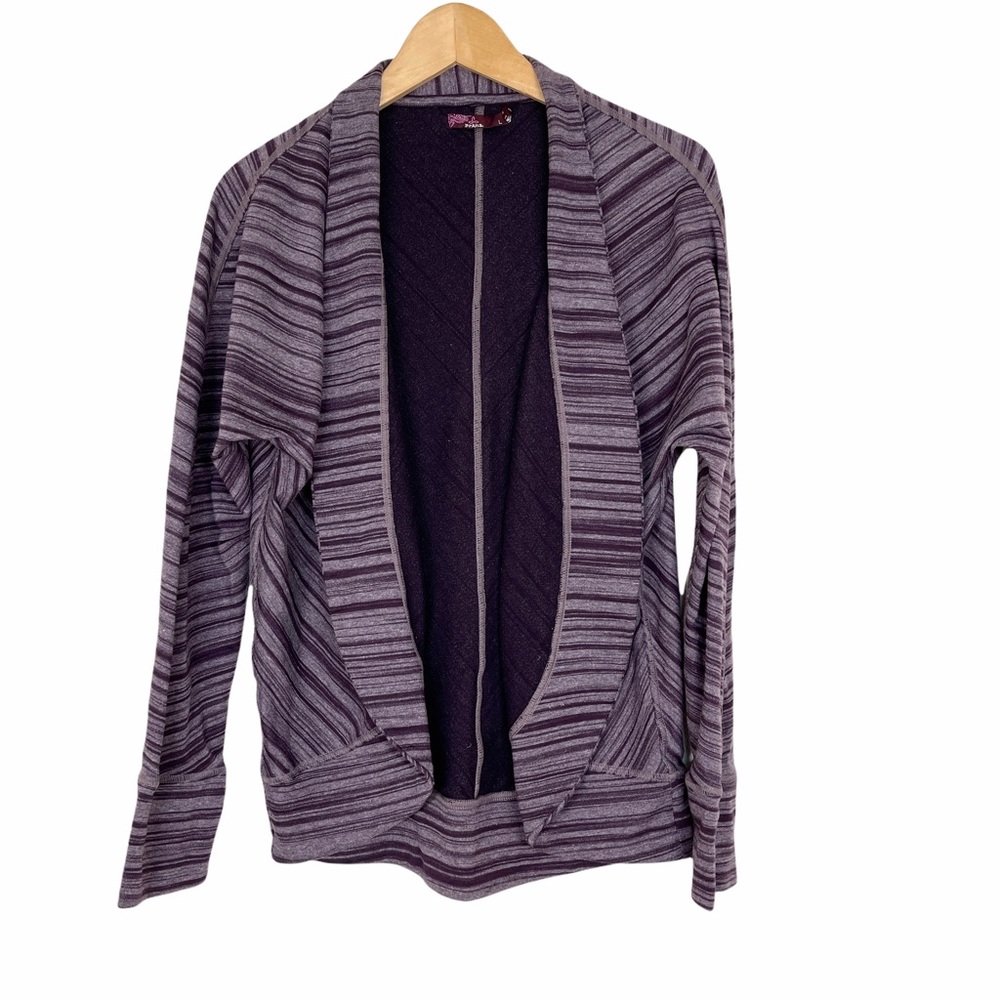 Prana Paradiso Cocoon Cardigan Striped Plum Large - Picture 3 of 8